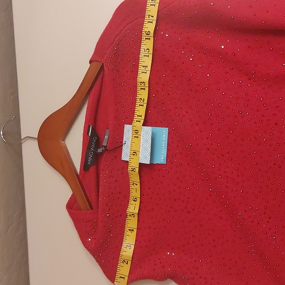 Ming Wang Studded Poncho Red OS - Picture 10 of 11